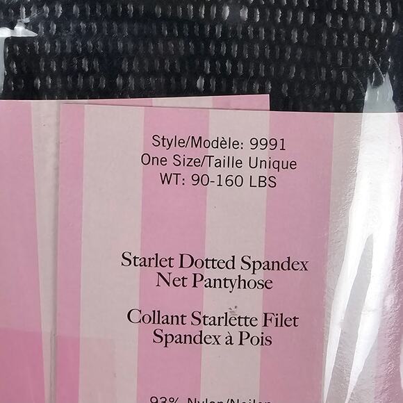 NWT Leg Avenue Net Pantyhose One Size Black Starlet Dot Spandex Tights Lingerie - Picture 4 of 5